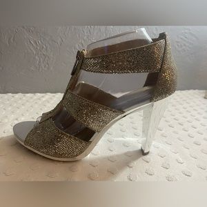 Michael Michael Kors Women's Berkley zipper Silver Glitter Heels